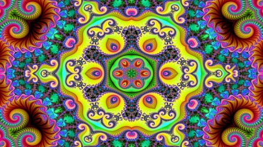 Soyut etnik otantik simetrik desen süs dekoratif Kaleidoscope hareketi geometrik daire ve yıldız şekli