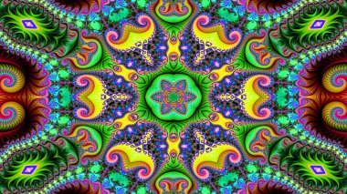 Soyut etnik otantik simetrik desen süs dekoratif Kaleidoscope hareketi geometrik daire ve yıldız şekli