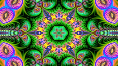 Soyut etnik otantik simetrik desen süs dekoratif Kaleidoscope hareketi geometrik daire ve yıldız şekli