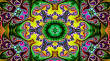 Soyut etnik otantik simetrik desen süs dekoratif Kaleidoscope hareketi geometrik daire ve yıldız şekli