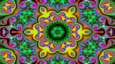 Soyut etnik otantik simetrik desen süs dekoratif Kaleidoscope hareketi geometrik daire ve yıldız şekli