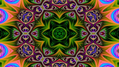 Soyut etnik otantik simetrik desen süs dekoratif Kaleidoscope hareketi geometrik daire ve yıldız şekli