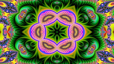 Soyut etnik otantik simetrik desen süs dekoratif Kaleidoscope hareketi geometrik daire ve yıldız şekli