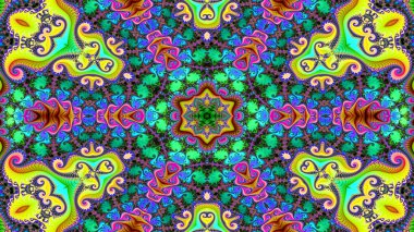 Soyut etnik otantik simetrik desen süs dekoratif Kaleidoscope hareketi geometrik daire ve yıldız şekli