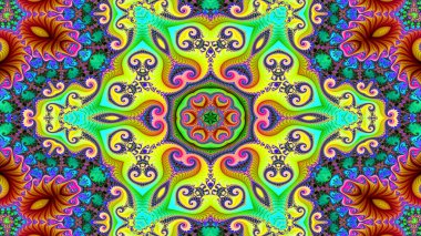 Soyut etnik otantik simetrik desen süs dekoratif Kaleidoscope hareketi geometrik daire ve yıldız şekli