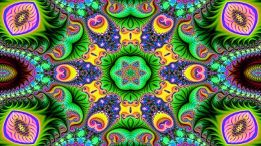 Soyut etnik otantik simetrik desen süs dekoratif Kaleidoscope hareketi geometrik daire ve yıldız şekli