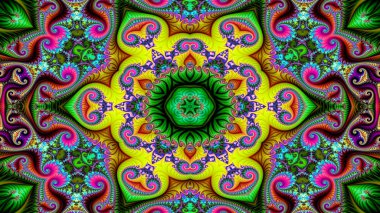 Soyut etnik otantik simetrik desen süs dekoratif Kaleidoscope hareketi geometrik daire ve yıldız şekli