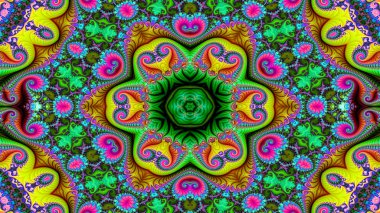 Soyut etnik otantik simetrik desen süs dekoratif Kaleidoscope hareketi geometrik daire ve yıldız şekli