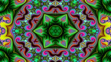 Soyut etnik otantik simetrik desen süs dekoratif Kaleidoscope hareketi geometrik daire ve yıldız şekli