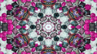 Soyut etnik otantik simetrik desen süs dekoratif Kaleidoscope hareketi geometrik daire ve yıldız şekli