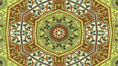Soyut etnik otantik simetrik desen süs dekoratif Kaleidoscope hareketi geometrik daire ve yıldız şekli