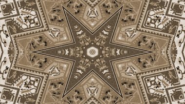 Soyut etnik otantik simetrik desen süs dekoratif Kaleidoscope hareketi geometrik daire ve yıldız şekli