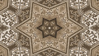 Soyut etnik otantik simetrik desen süs dekoratif Kaleidoscope hareketi geometrik daire ve yıldız şekli