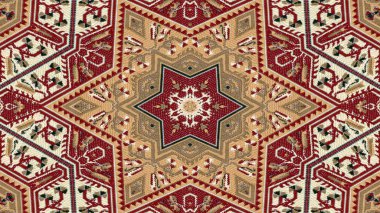 Soyut etnik otantik simetrik desen süs dekoratif Kaleidoscope hareketi geometrik daire ve yıldız şekli