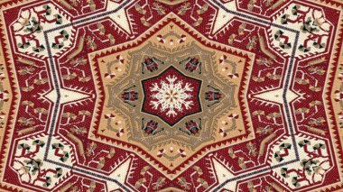 Soyut etnik otantik simetrik desen süs dekoratif Kaleidoscope hareketi geometrik daire ve yıldız şekli