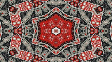 Soyut etnik otantik simetrik desen süs dekoratif Kaleidoscope hareketi geometrik daire ve yıldız şekli