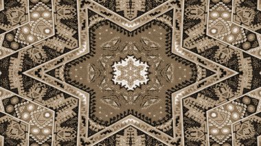 Soyut etnik otantik simetrik desen süs dekoratif Kaleidoscope hareketi geometrik daire ve yıldız şekli