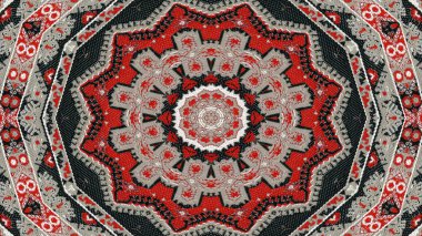 Soyut etnik otantik simetrik desen süs dekoratif Kaleidoscope hareketi geometrik daire ve yıldız şekli