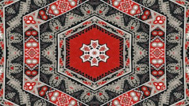 Soyut etnik otantik simetrik desen süs dekoratif Kaleidoscope hareketi geometrik daire ve yıldız şekli