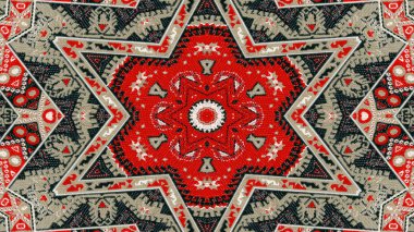 Soyut etnik otantik simetrik desen süs dekoratif Kaleidoscope hareketi geometrik daire ve yıldız şekli