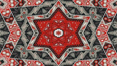 Soyut etnik otantik simetrik desen süs dekoratif Kaleidoscope hareketi geometrik daire ve yıldız şekli