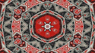 Soyut etnik otantik simetrik desen süs dekoratif Kaleidoscope hareketi geometrik daire ve yıldız şekli