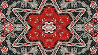 Soyut etnik otantik simetrik desen süs dekoratif Kaleidoscope hareketi geometrik daire ve yıldız şekli