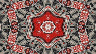 Soyut etnik otantik simetrik desen süs dekoratif Kaleidoscope hareketi geometrik daire ve yıldız şekli