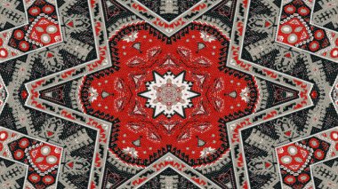 Soyut etnik otantik simetrik desen süs dekoratif Kaleidoscope hareketi geometrik daire ve yıldız şekli