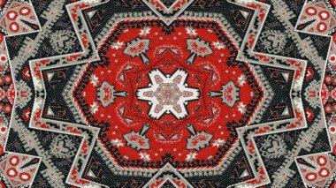 Soyut etnik otantik simetrik desen süs dekoratif Kaleidoscope hareketi geometrik daire ve yıldız şekli