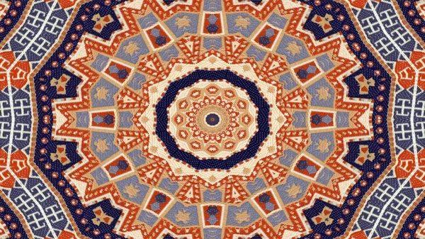 Abstraktní Etnické Autentické Symetrický Vzor Okrasné Dekorativní Kaleidoskop Hnutí Geometrické — Stock fotografie