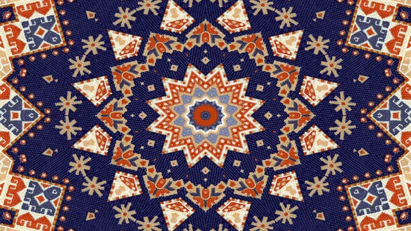 Abstrakte Ethnische Authentische Symmetrische Muster Ornamentale Dekorative Kaleidoskop Bewegung Geometrischer — Stockfoto