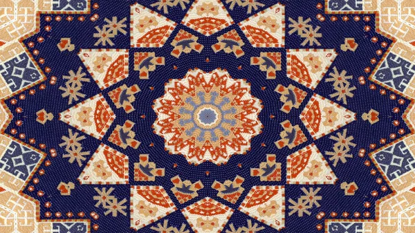 Abstrakte Ethnische Authentische Symmetrische Muster Ornamentale Dekorative Kaleidoskop Bewegung Geometrischer — Stockfoto