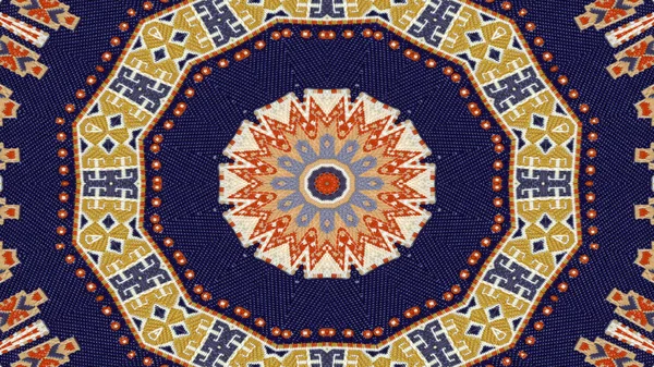 Abstraktní Etnické Autentické Symetrický Vzor Okrasné Dekorativní Kaleidoskop Hnutí Geometrické — Stock fotografie