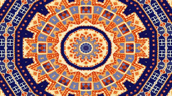 Abstraktní Etnické Autentické Symetrický Vzor Okrasné Dekorativní Kaleidoskop Hnutí Geometrické — Stock fotografie