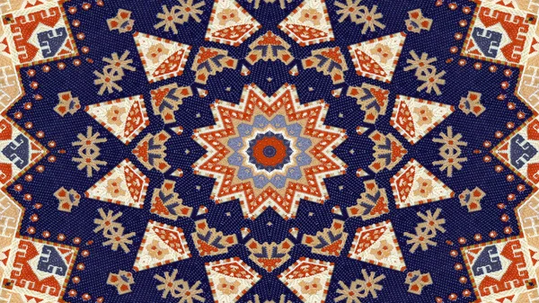 Abstrakte Ethnische Authentische Symmetrische Muster Ornamentale Dekorative Kaleidoskop Bewegung Geometrischer — Stockfoto