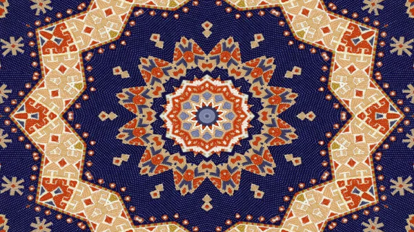 Abstrakte Ethnische Authentische Symmetrische Muster Ornamentale Dekorative Kaleidoskop Bewegung Geometrischer — Stockfoto