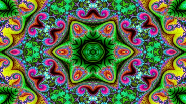 Soyut etnik otantik simetrik desen süs dekoratif Kaleidoscope hareketi geometrik daire ve yıldız şekli