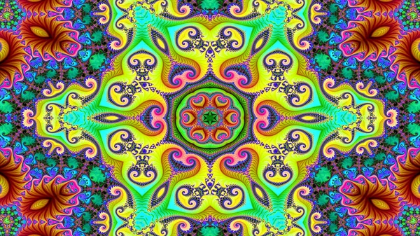 Soyut etnik otantik simetrik desen süs dekoratif Kaleidoscope hareketi geometrik daire ve yıldız şekli