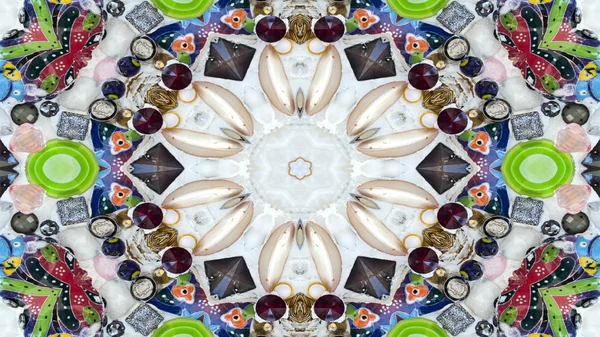Modelo Simétrico Auténtico Étnico Abstracto Caleidoscopio Decorativo Ornamental Movimiento Círculo —  Fotos de Stock