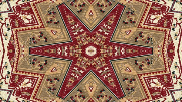 Abstrakte Ethnische Authentische Symmetrische Muster Ornamentale Dekorative Kaleidoskop Bewegung Geometrischer — Stockfoto