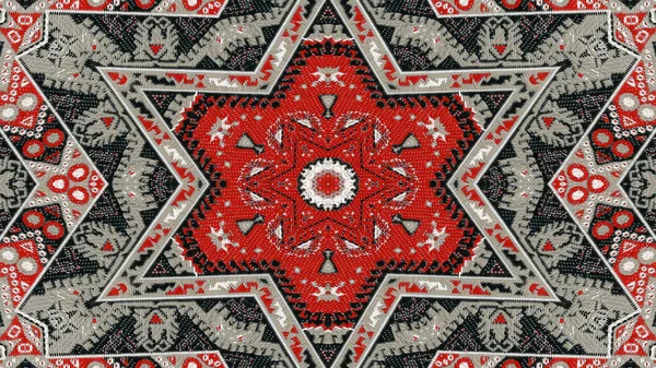 Abstrakte Ethnische Authentische Symmetrische Muster Ornamentale Dekorative Kaleidoskop Bewegung Geometrischer — Stockfoto