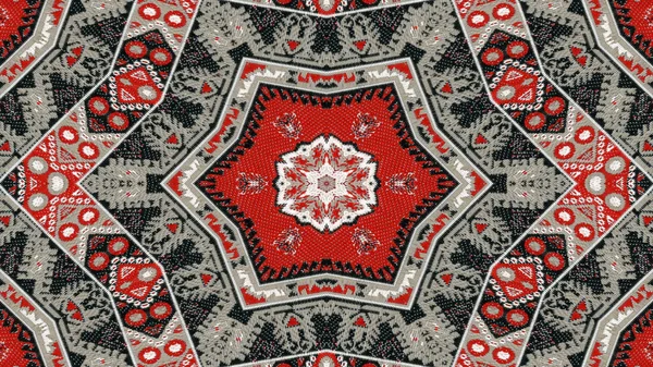 Abstrakte Ethnische Authentische Symmetrische Muster Ornamentale Dekorative Kaleidoskop Bewegung Geometrischer — Stockfoto