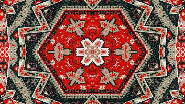 Abstraktní Etnické Autentické Symetrický Vzor Okrasné Dekorativní Kaleidoskop Hnutí Geometrické — Stock fotografie