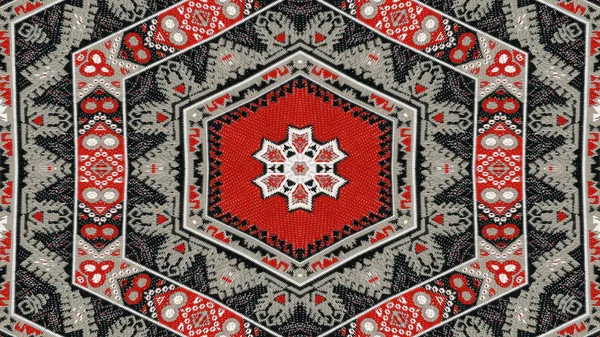 Abstrakte Ethnische Authentische Symmetrische Muster Ornamentale Dekorative Kaleidoskop Bewegung Geometrischer — Stockfoto