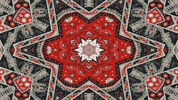 Soyut etnik otantik simetrik desen süs dekoratif Kaleidoscope hareketi geometrik daire ve yıldız şekli