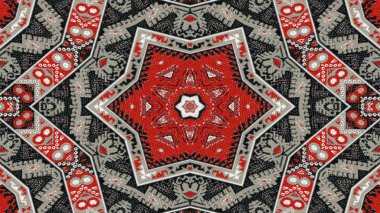 Soyut etnik otantik simetrik desen süs dekoratif Kaleidoscope hareketi geometrik daire ve yıldız şekli