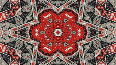 Soyut etnik otantik simetrik desen süs dekoratif Kaleidoscope hareketi geometrik daire ve yıldız şekli