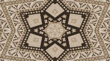 Soyut etnik otantik simetrik desen süs dekoratif Kaleidoscope hareketi geometrik daire ve yıldız şekli
