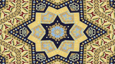 Soyut etnik otantik simetrik desen süs dekoratif Kaleidoscope hareketi geometrik daire ve yıldız şekli